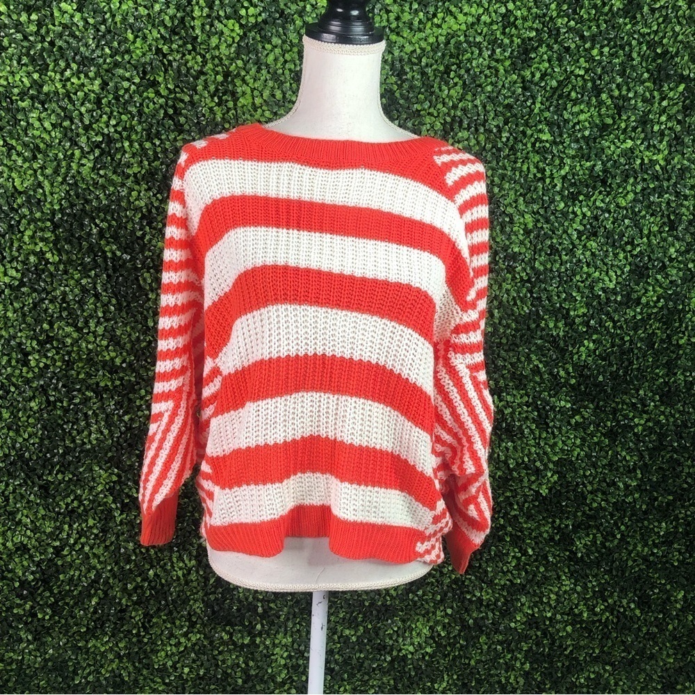 Jessica simpson batwing orange striped knit sweater top nwt